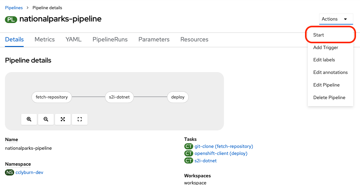 Start Pipeline
