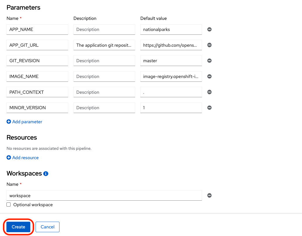 Pipeline Workspaces Java