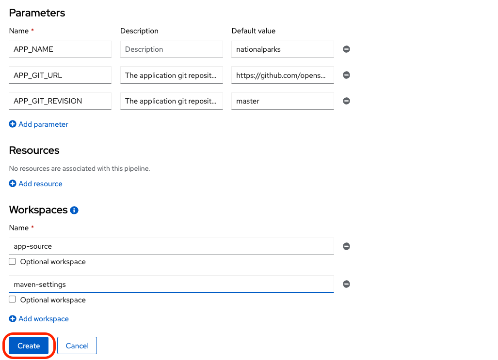 Pipeline Workspaces Java
