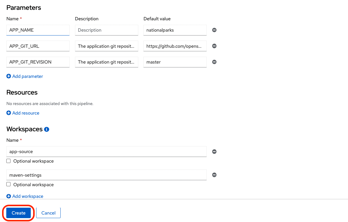 Pipeline Workspaces Java