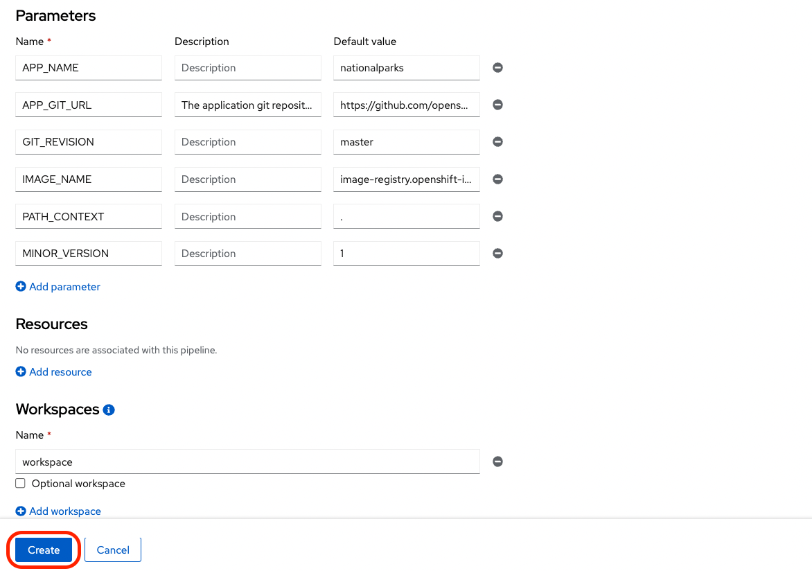 Pipeline Workspaces Java